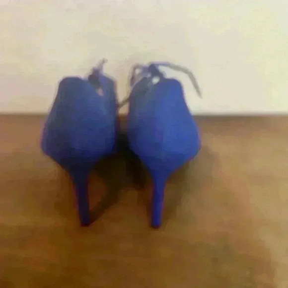 Tara Vibrant Blue‎ Suede Wide Fit Lace Front Stiletto Heels Euro Sz 35.5 E - Picture 4 of 8